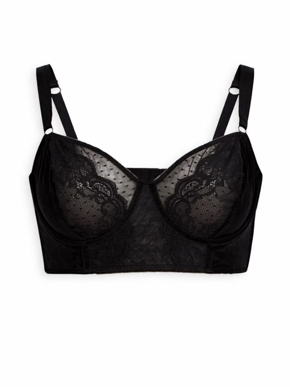 Torrid 2X Velour Lace Underwire Bra black 0969 strappy double strap goth